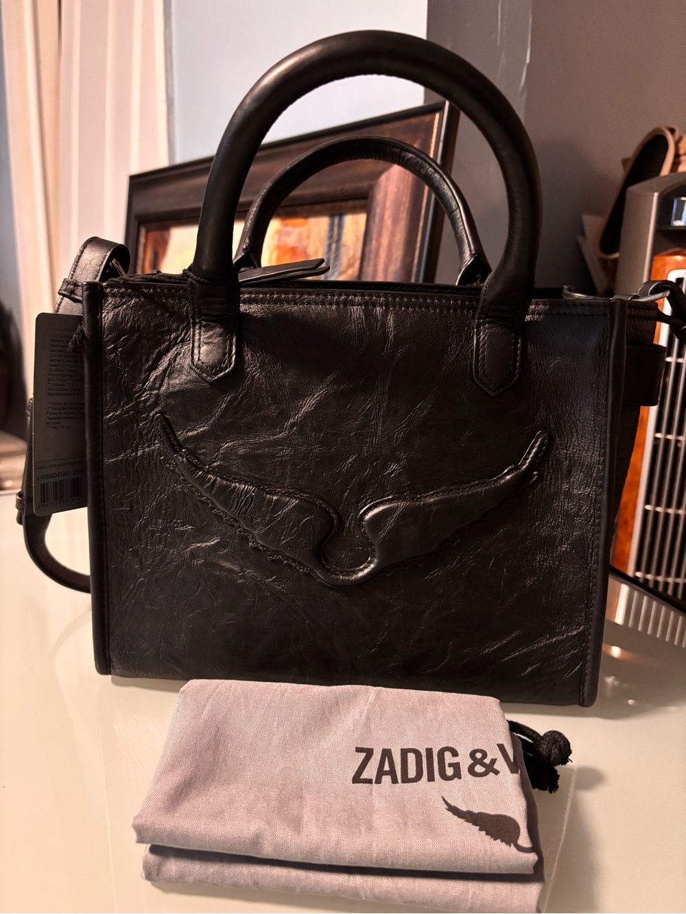 Zadig & Voltaire Black Leather Wing-Emblem Satchel size small New with tag